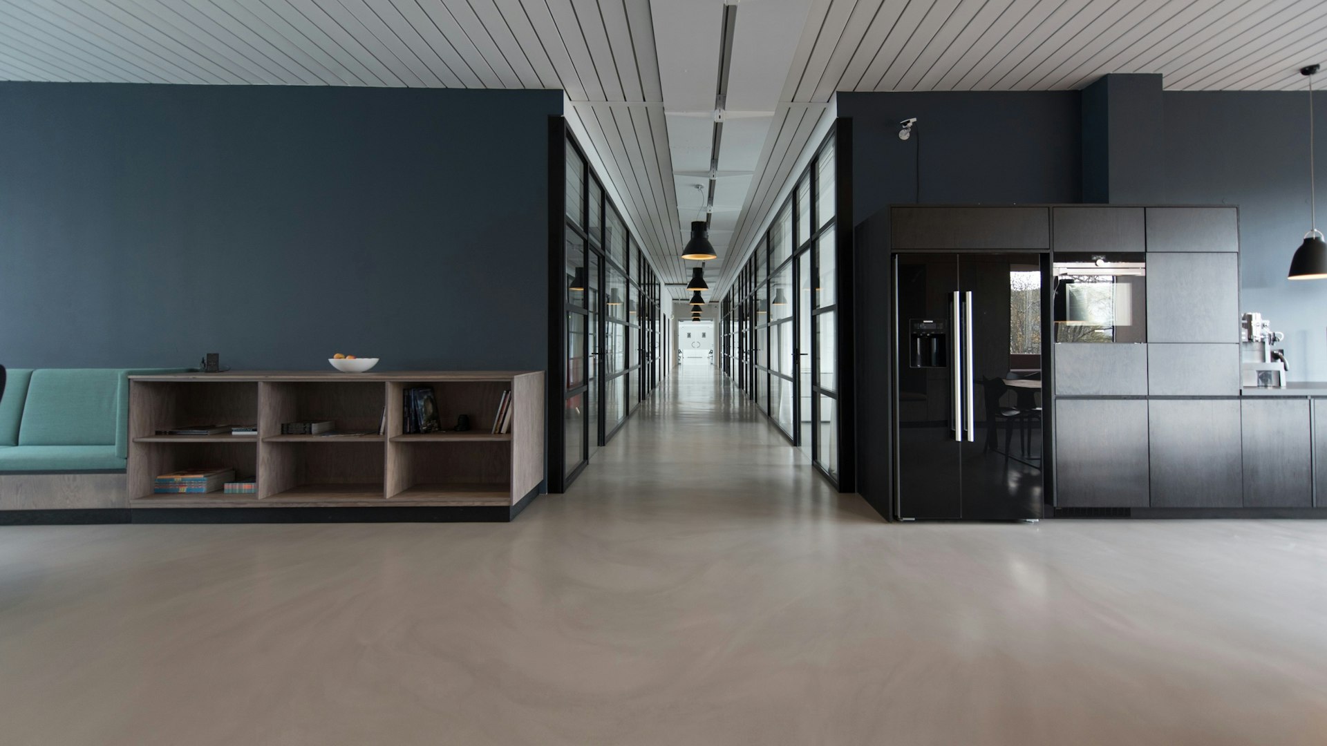 A modern office corridor